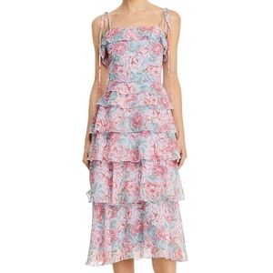 Wayf Essie Floral Tiered Midi Dress